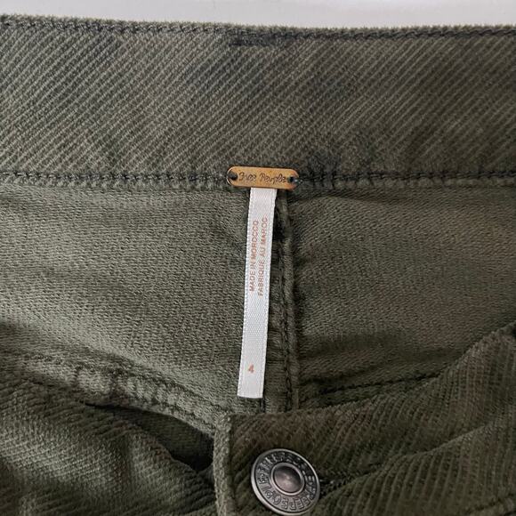 Free People Kyo Pants Corduroy Button Fly Olive Green - Size 4 - Picture 7 of 8